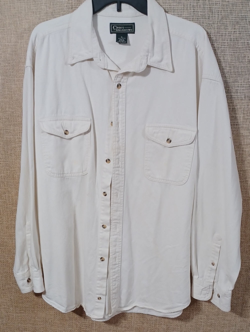 croft & barrow Men's Off-White Button-Front Shirt Jacket